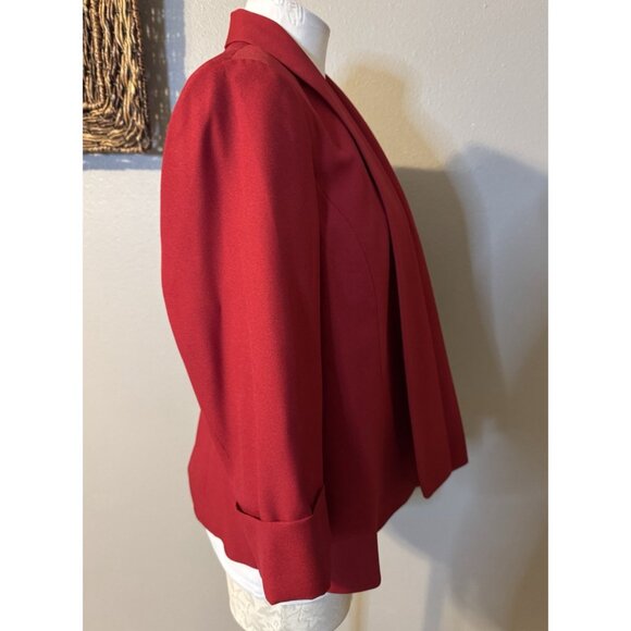 Kasper Separates Suit Jacket Blazer 14 Red Open Front 3/4 Long Sleeve NEW - Picture 11 of 11